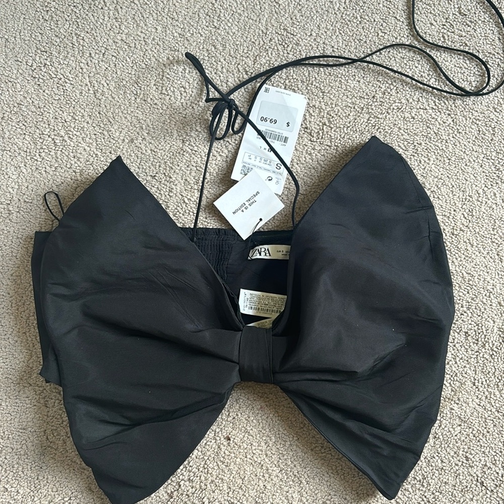 Black zara bow top